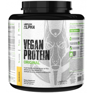 LIMITLESS ALPHA VEGAN PROTEIN ORIGINAL DIEATRAY SUPPLEMENT — BANANA FLAVOR 1 KG X 23 SERVINGS